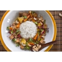 Libamáj kockák roston serpenyőben vagy wokban, sült zöldségekkel - goose liver recipe